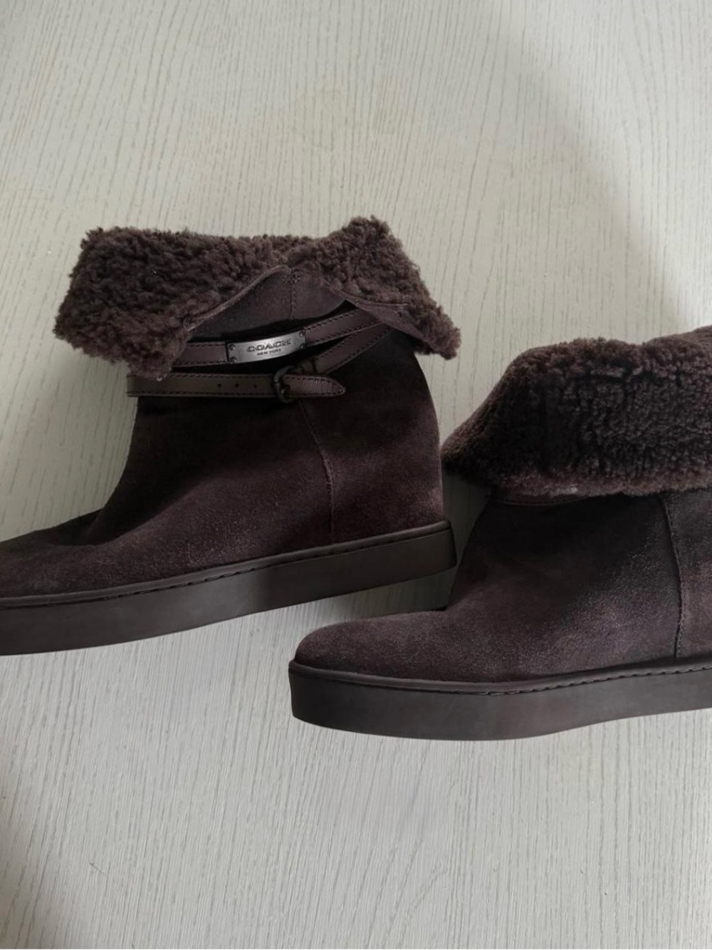 Coach Norell Suede Boots w/ Shearling Lining
